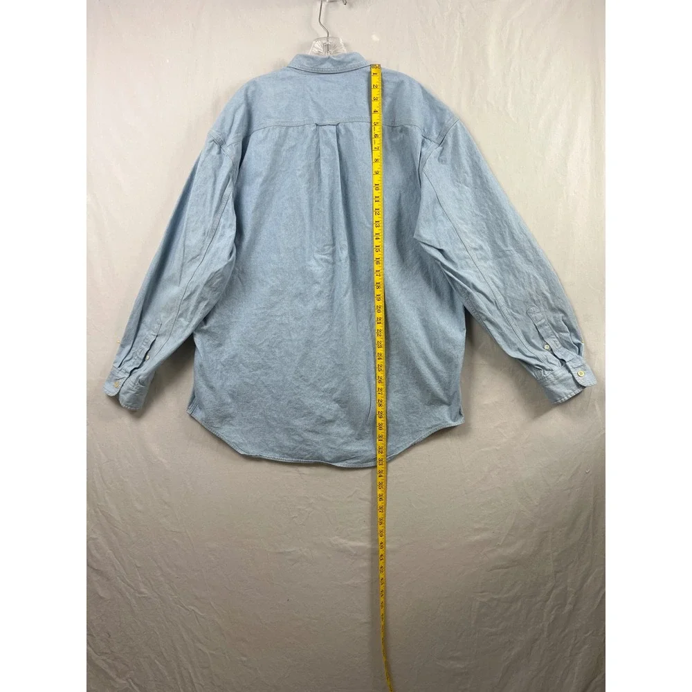 Banana Republic Denim Shirt Mens XL Light Blue Vintage Safari Travel Cotton Long